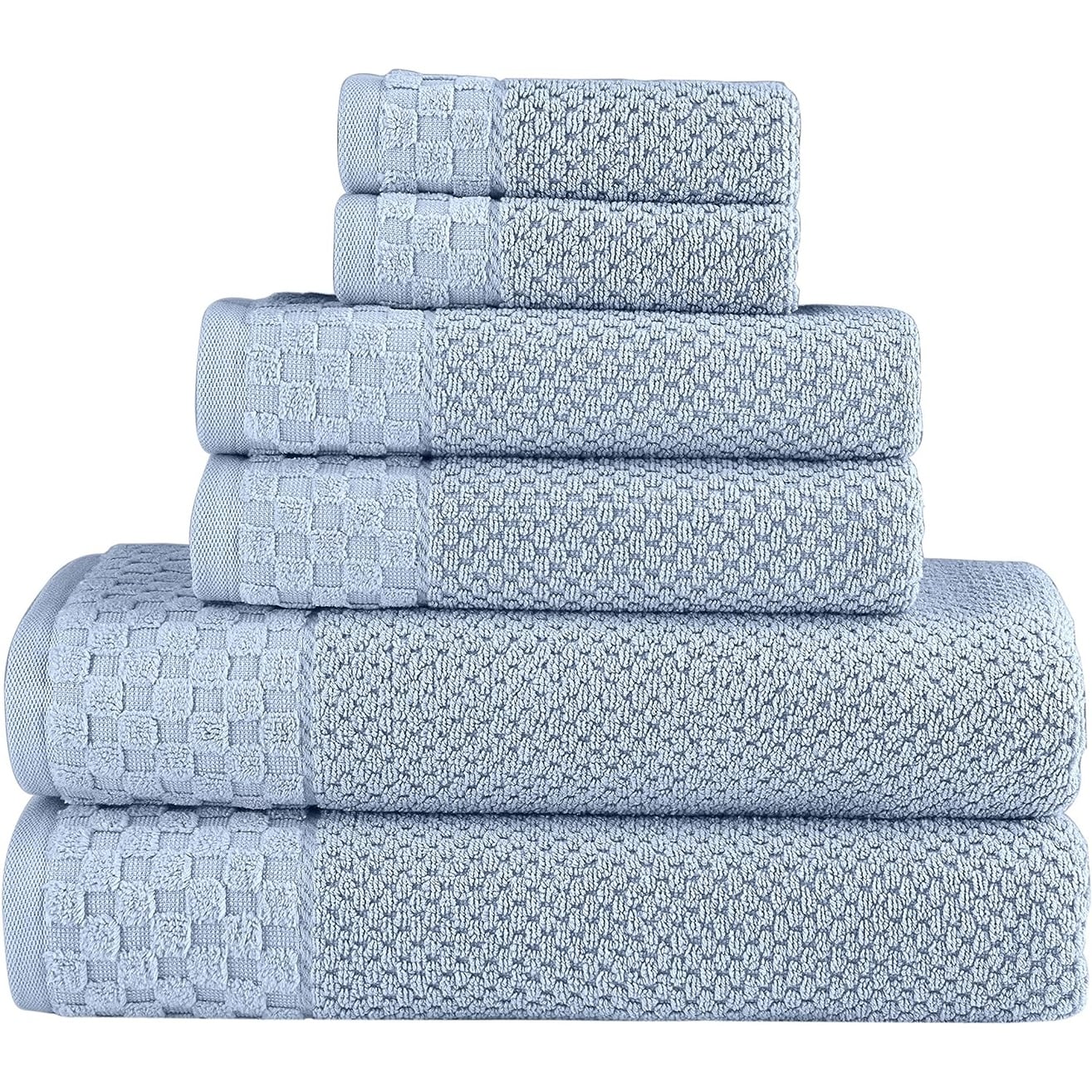Collection de serviettes Boston en coton turc, luxueuses et douces, 2 grandes serviettes de bain, 2 débarbouillettes et 2 essuie-mains (lot de 6)