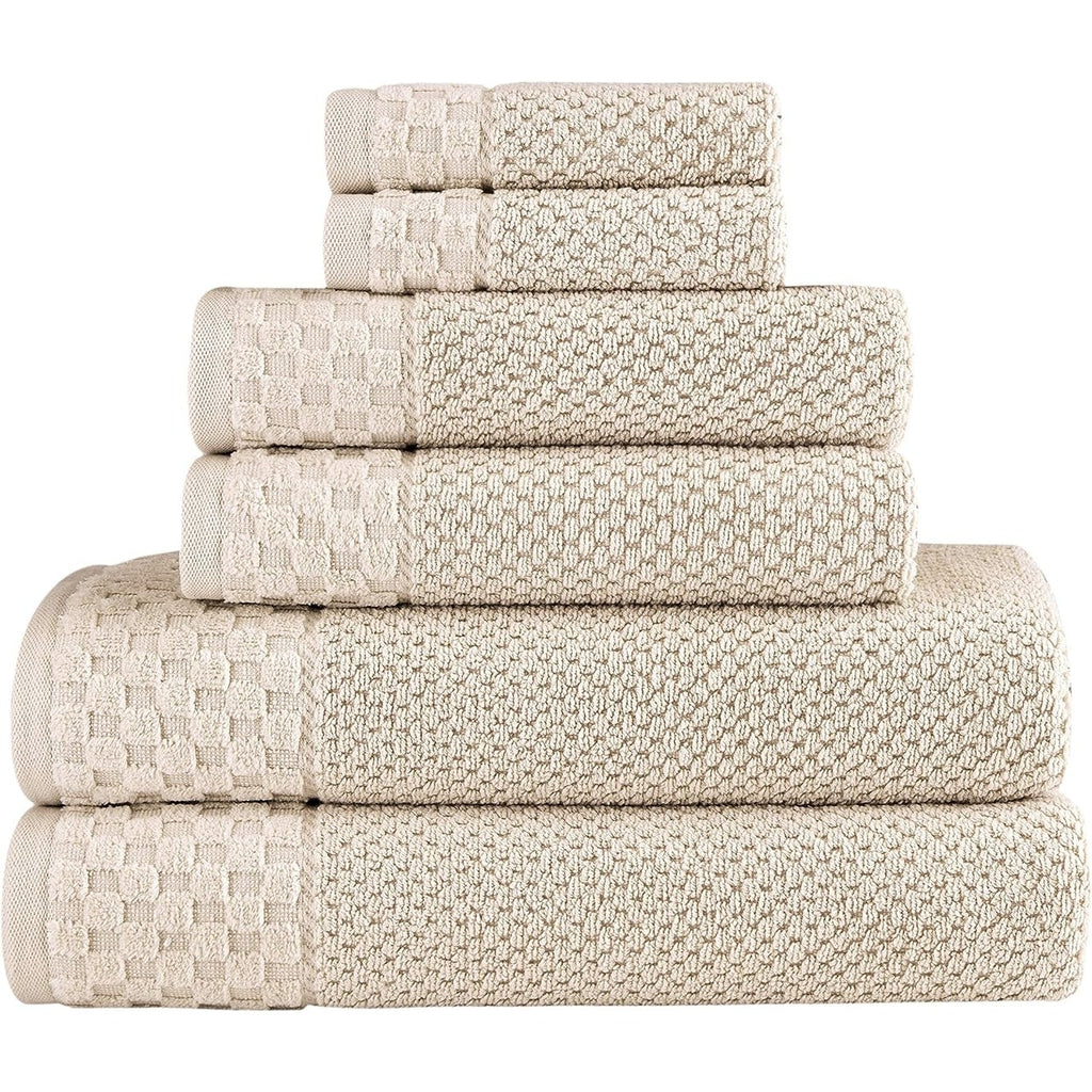 Collection de serviettes Boston en coton turc, luxueuses et douces, 2 grandes serviettes de bain, 2 débarbouillettes et 2 essuie-mains (lot de 6)