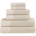 Collection de serviettes Boston en coton turc, luxueuses et douces, 2 grandes serviettes de bain, 2 débarbouillettes et 2 essuie-mains (lot de 6)