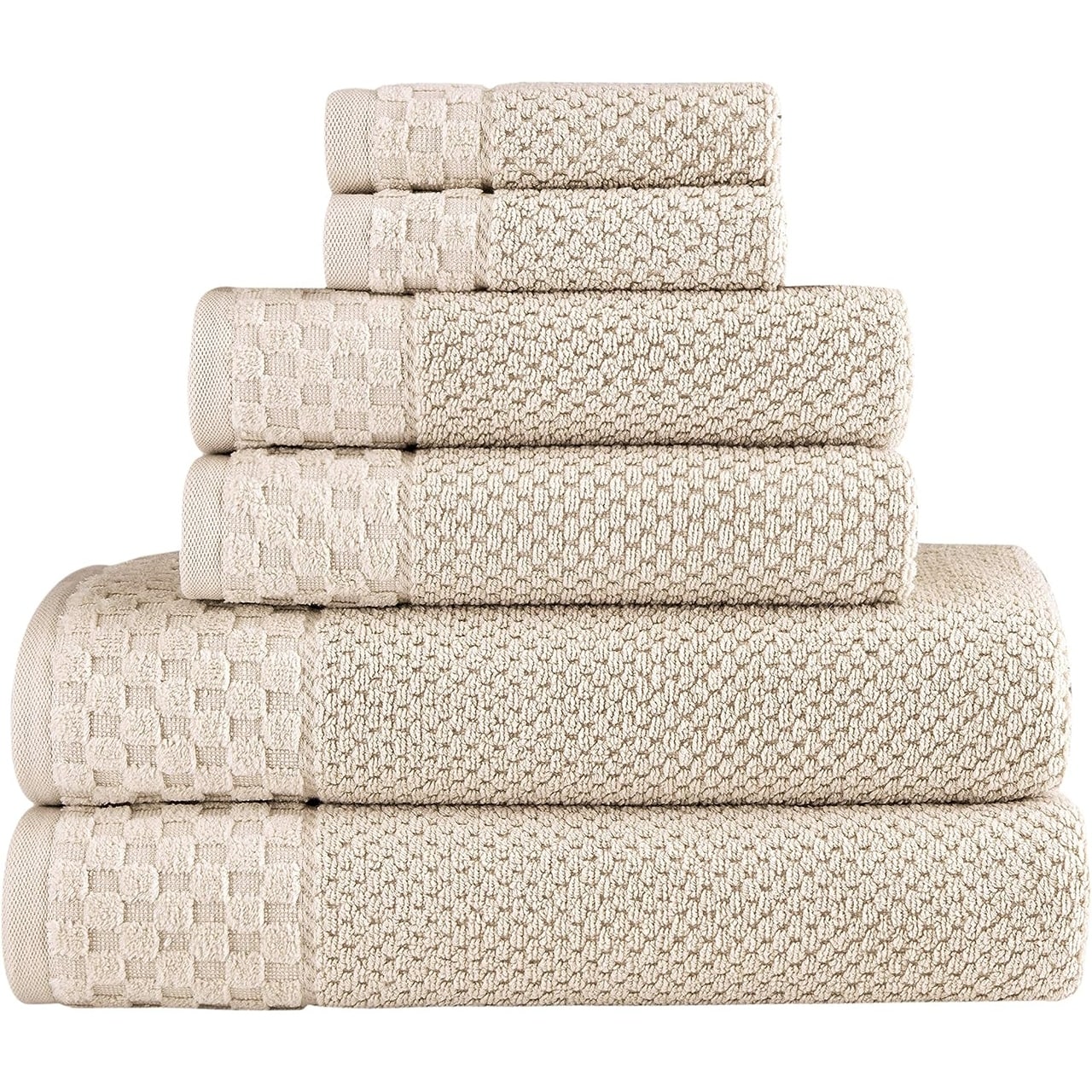 Collection de serviettes Boston en coton turc, luxueuses et douces, 2 grandes serviettes de bain, 2 débarbouillettes et 2 essuie-mains (lot de 6)