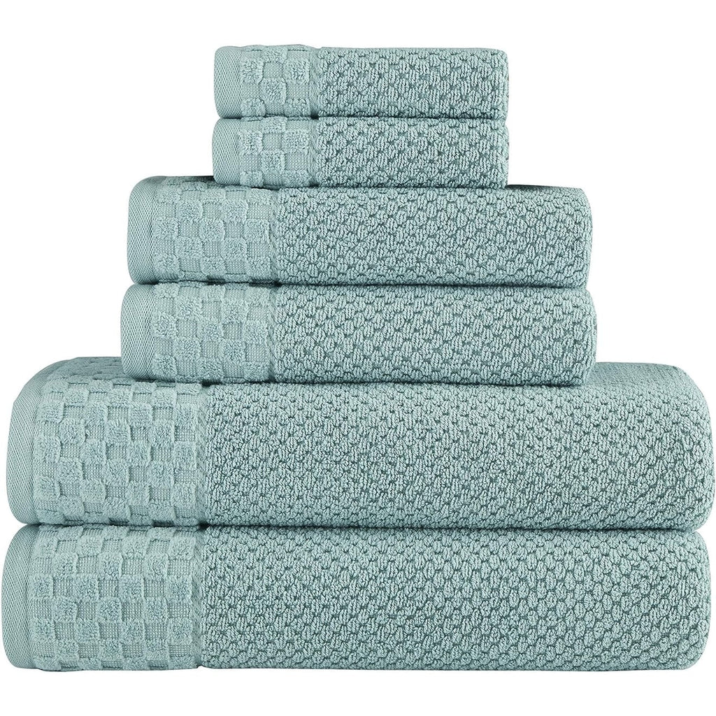 Collection de serviettes Boston en coton turc, luxueuses et douces, 2 grandes serviettes de bain, 2 débarbouillettes et 2 essuie-mains (lot de 6)