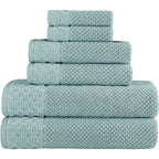 Collection de serviettes Boston en coton turc, luxueuses et douces, 2 grandes serviettes de bain, 2 débarbouillettes et 2 essuie-mains (lot de 6)