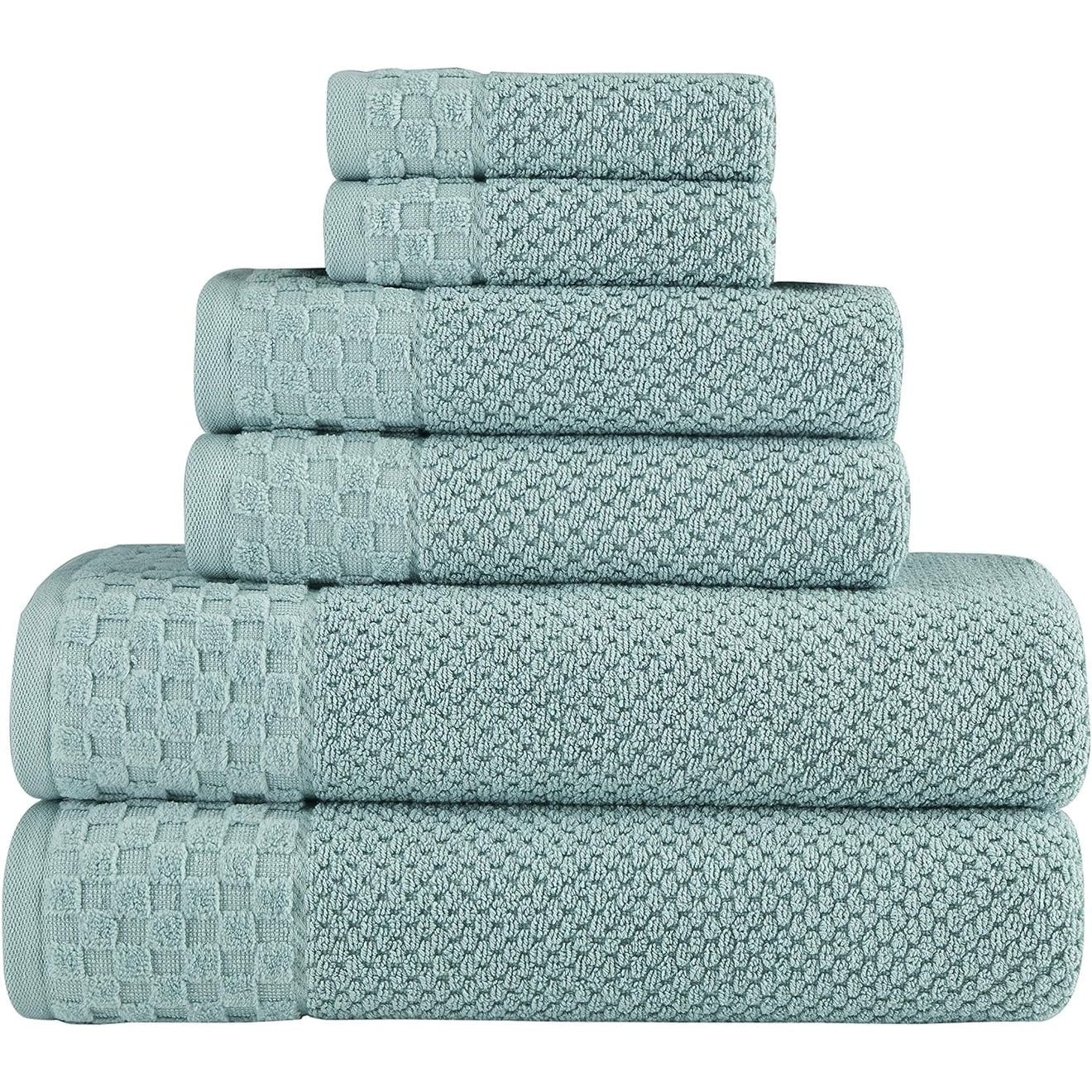 Collection de serviettes Boston en coton turc, luxueuses et douces, 2 grandes serviettes de bain, 2 débarbouillettes et 2 essuie-mains (lot de 6)