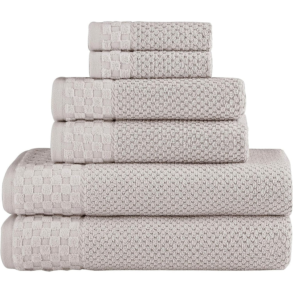Collection de serviettes Boston en coton turc, luxueuses et douces, 2 grandes serviettes de bain, 2 débarbouillettes et 2 essuie-mains (lot de 6)