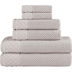 Collection de serviettes Boston en coton turc, luxueuses et douces, 2 grandes serviettes de bain, 2 débarbouillettes et 2 essuie-mains (lot de 6)