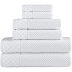 Collection de serviettes Boston en coton turc, luxueuses et douces, 2 grandes serviettes de bain, 2 débarbouillettes et 2 essuie-mains (lot de 6)