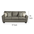 Canapé Bowen, polyester marron, 4 coussins décoratifs, 220 cm