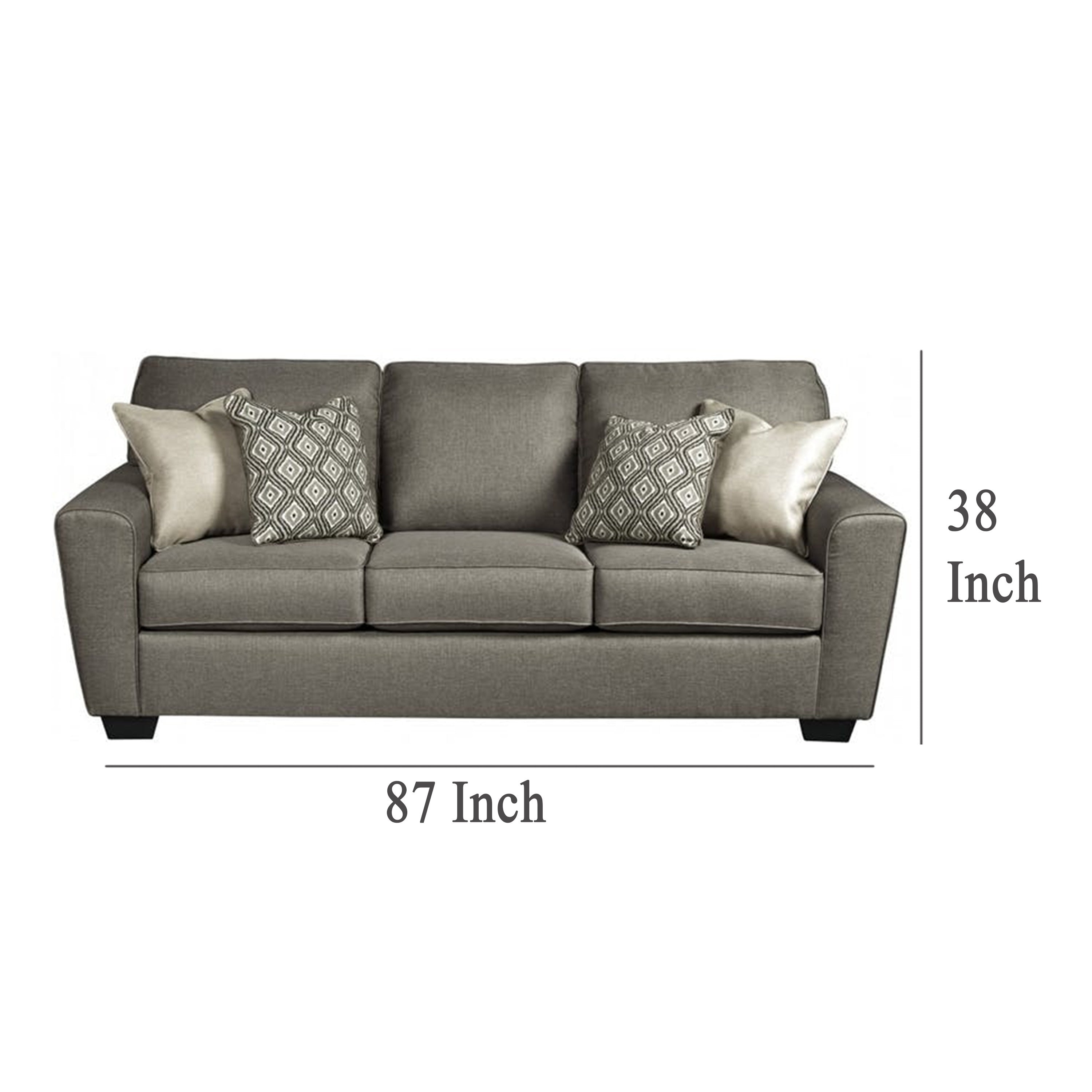 Canapé Bowen, polyester marron, 4 coussins décoratifs, 220 cm