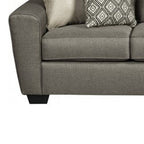 Canapé Bowen, polyester marron, 4 coussins décoratifs, 220 cm