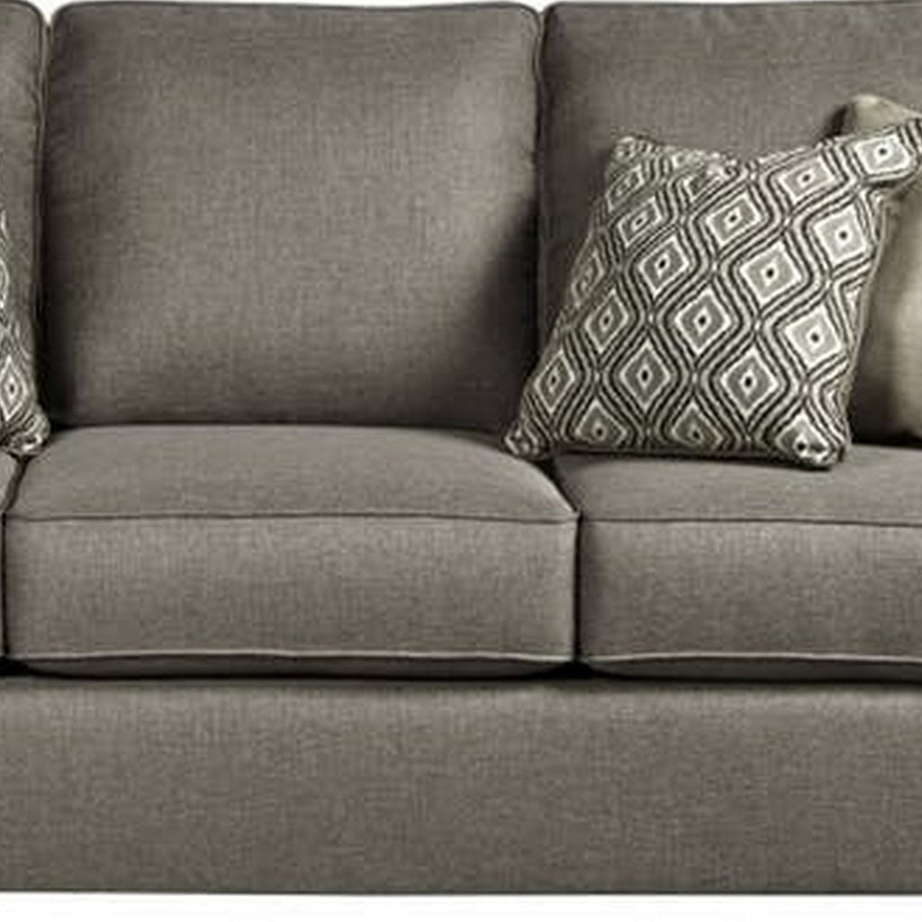 Canapé Bowen, polyester marron, 4 coussins décoratifs, 220 cm