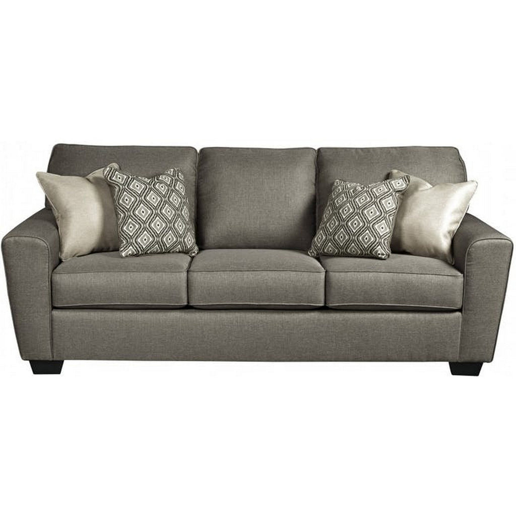 Canapé Bowen, polyester marron, 4 coussins décoratifs, 220 cm