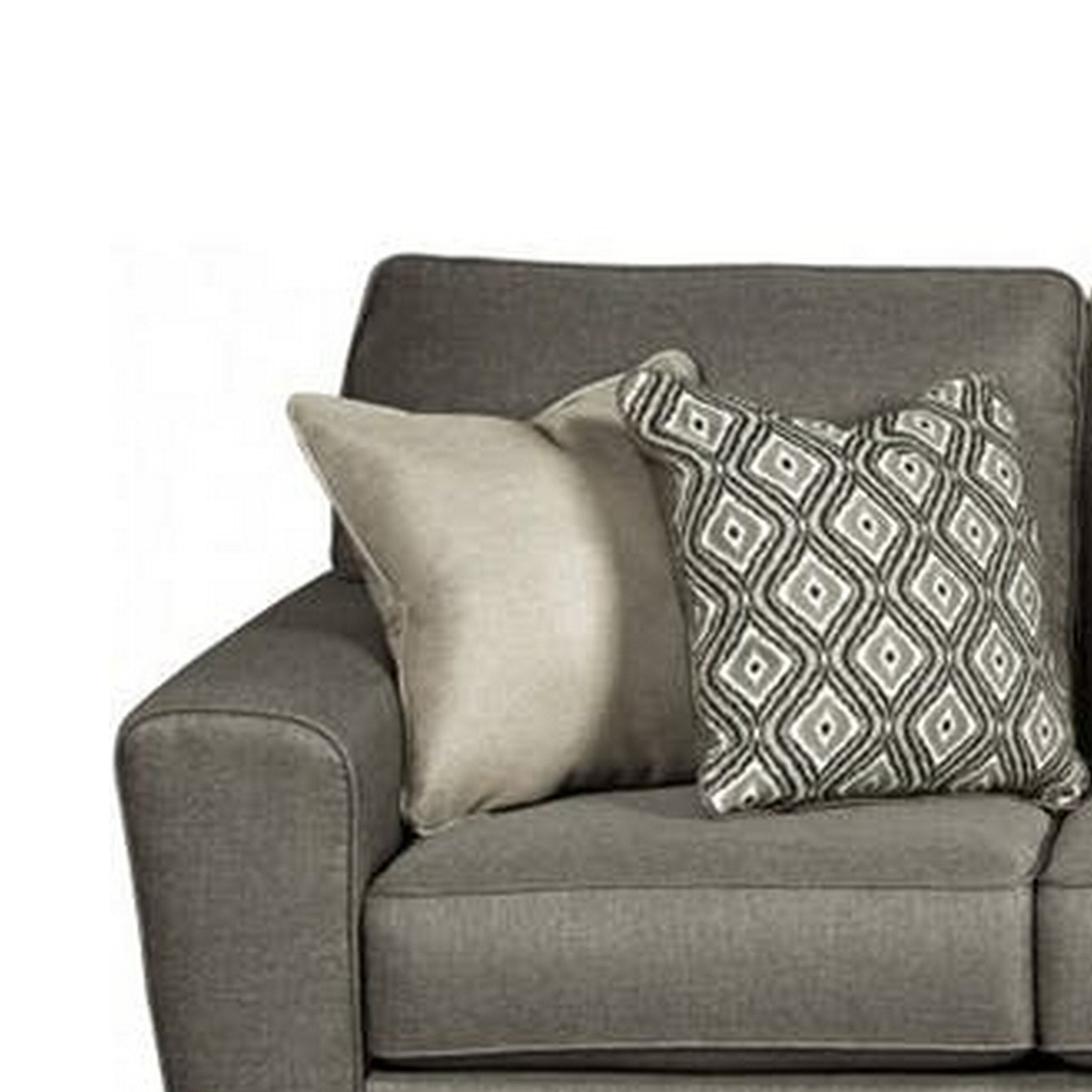 Canapé Bowen, polyester marron, 4 coussins décoratifs, 220 cm