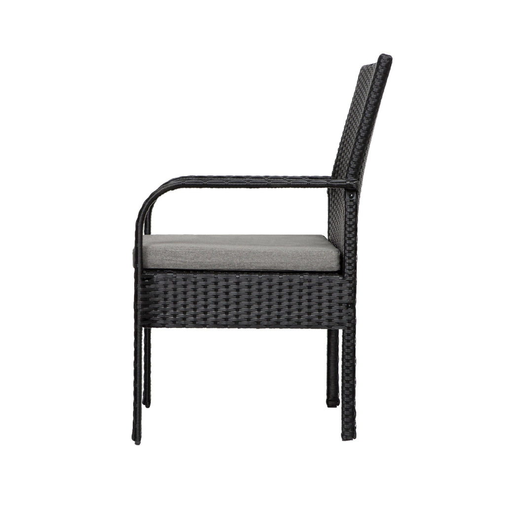 Ensemble de jardin bistro Bradbury Outdoor 3 pièces en osier avec coussins