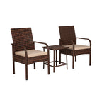 Ensemble de jardin bistro Bradbury Outdoor 3 pièces en osier avec coussins