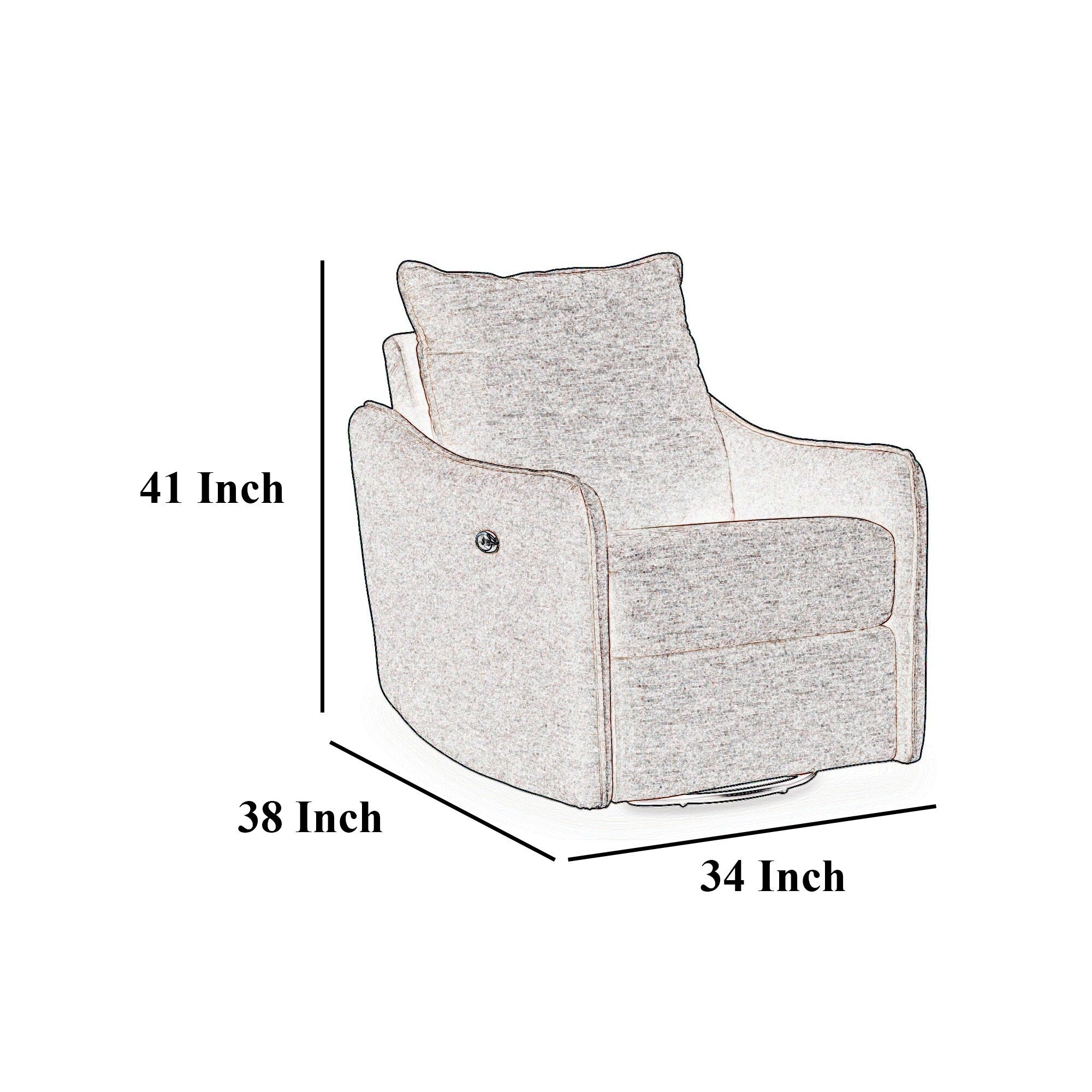 Fauteuil inclinable pivotant électrique Bradley, polyester gris, dossier coussiné