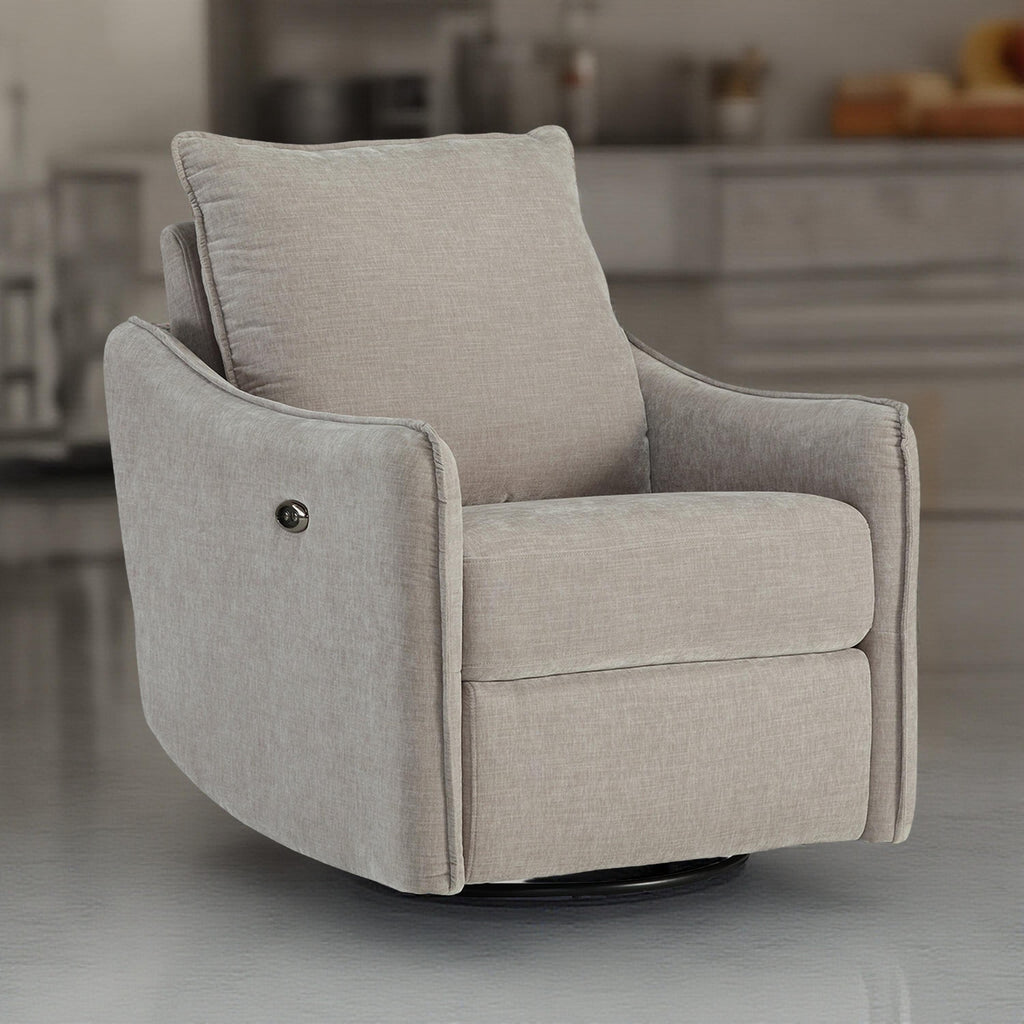 Fauteuil inclinable pivotant électrique Bradley, polyester gris, dossier coussiné