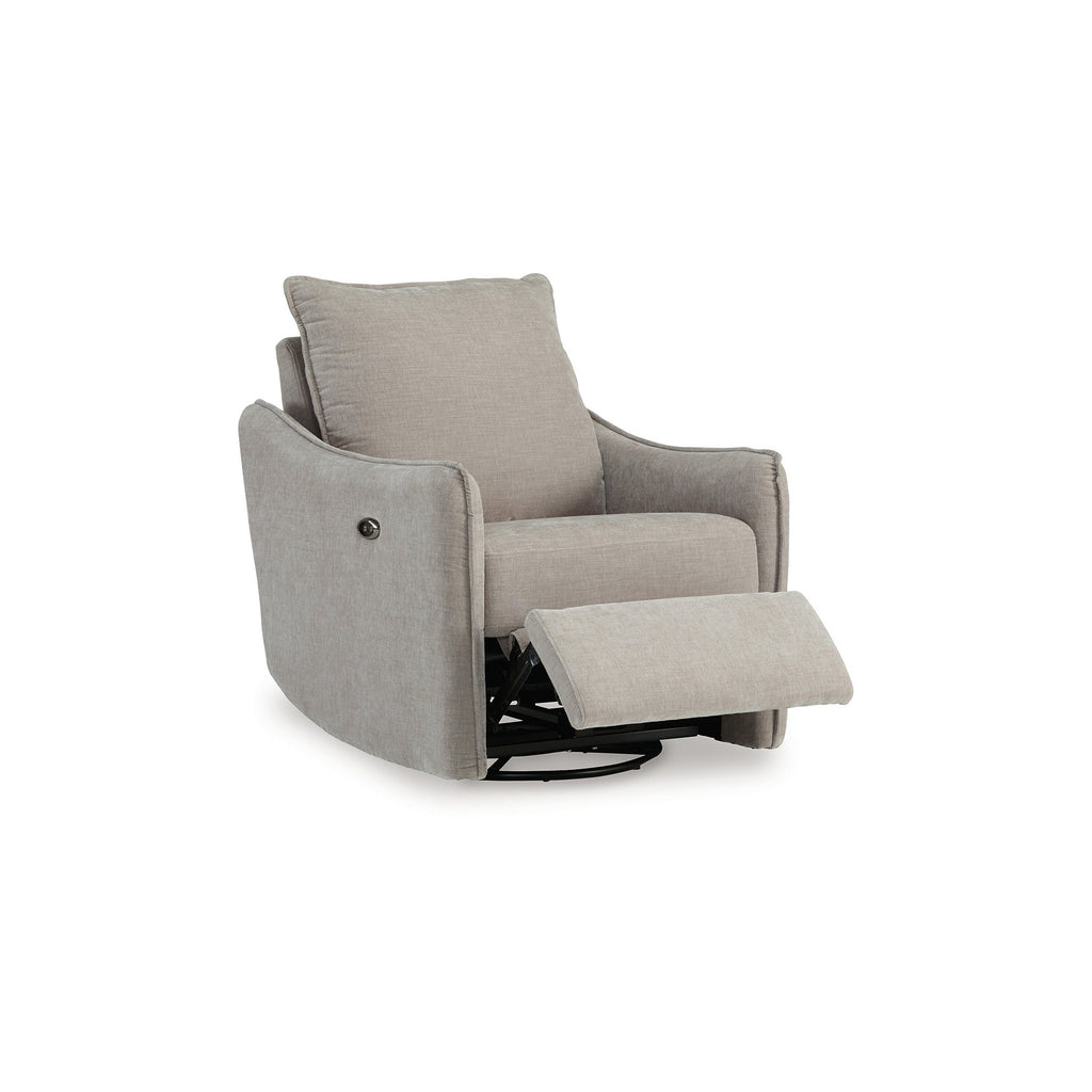 Fauteuil inclinable pivotant électrique Bradley, polyester gris, dossier coussiné