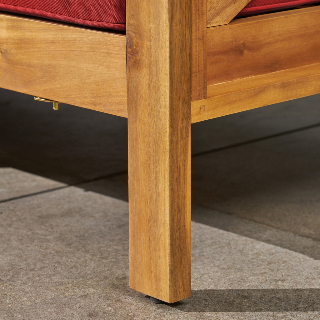 Ensemble de canapés d'extérieur 3 places en bois d'acacia Brava avec table basse et coussins par Christopher Knight Home