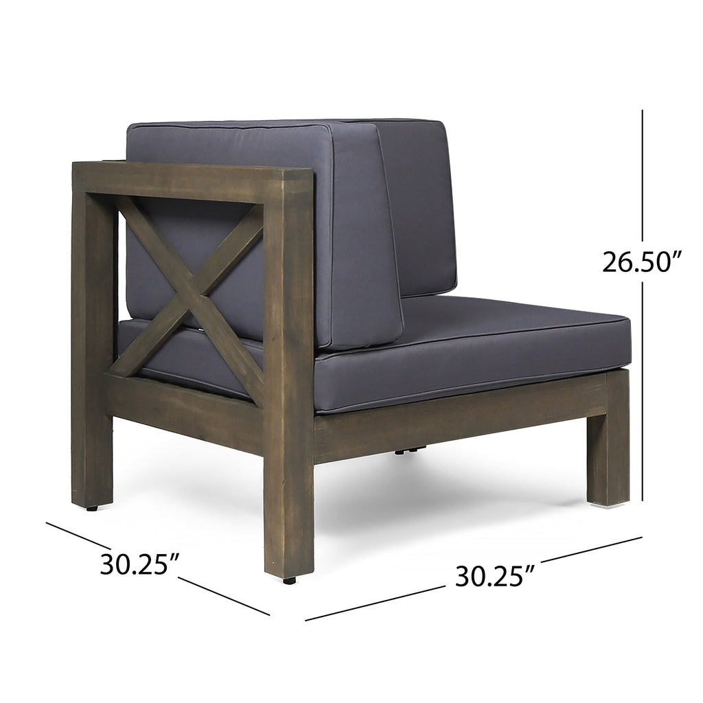 Ensemble de canapés d'extérieur 3 places en bois d'acacia Brava avec table basse et coussins par Christopher Knight Home