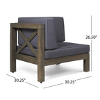 Ensemble de canapés d'extérieur 3 places en bois d'acacia Brava avec table basse et coussins par Christopher Knight Home