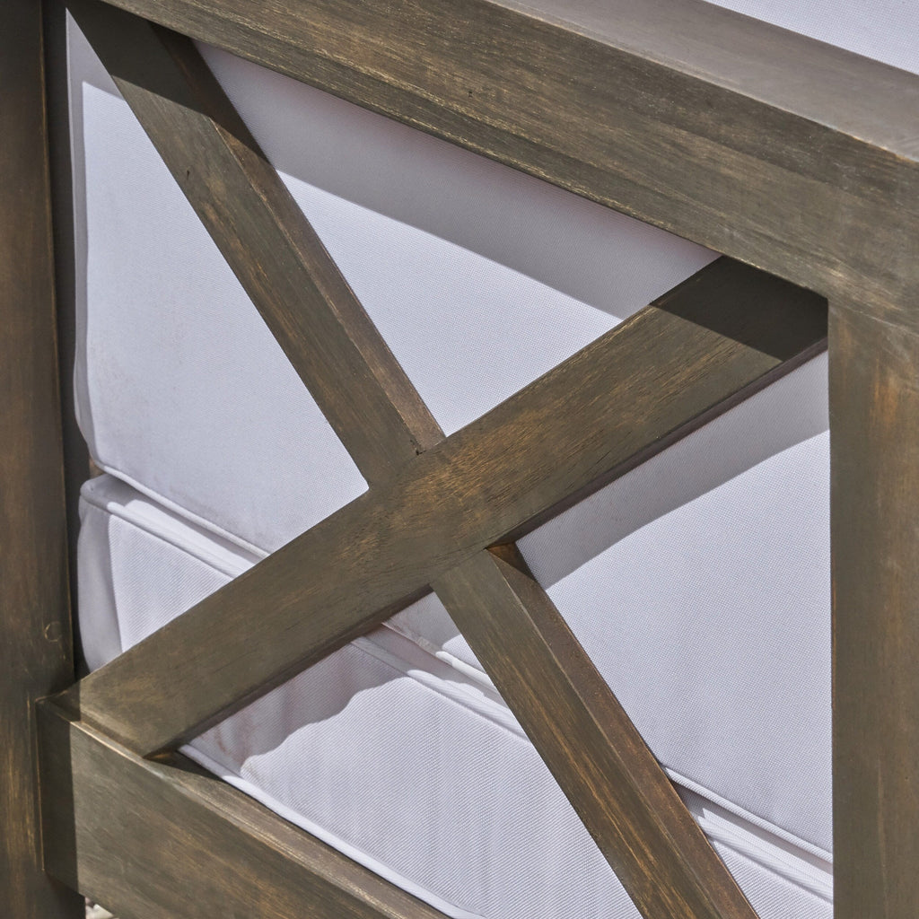 Ensemble de canapés d'extérieur 3 places en bois d'acacia Brava avec table basse et coussins par Christopher Knight Home