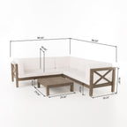 Ensemble de salon de jardin sectionnel Brava Acacia par Christopher Knight Home - 88,50 L x 88,50 l x 26,50 H