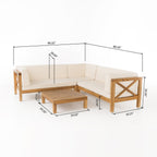 Ensemble de salon de jardin sectionnel Brava Acacia par Christopher Knight Home - 88,50 L x 88,50 l x 26,50 H