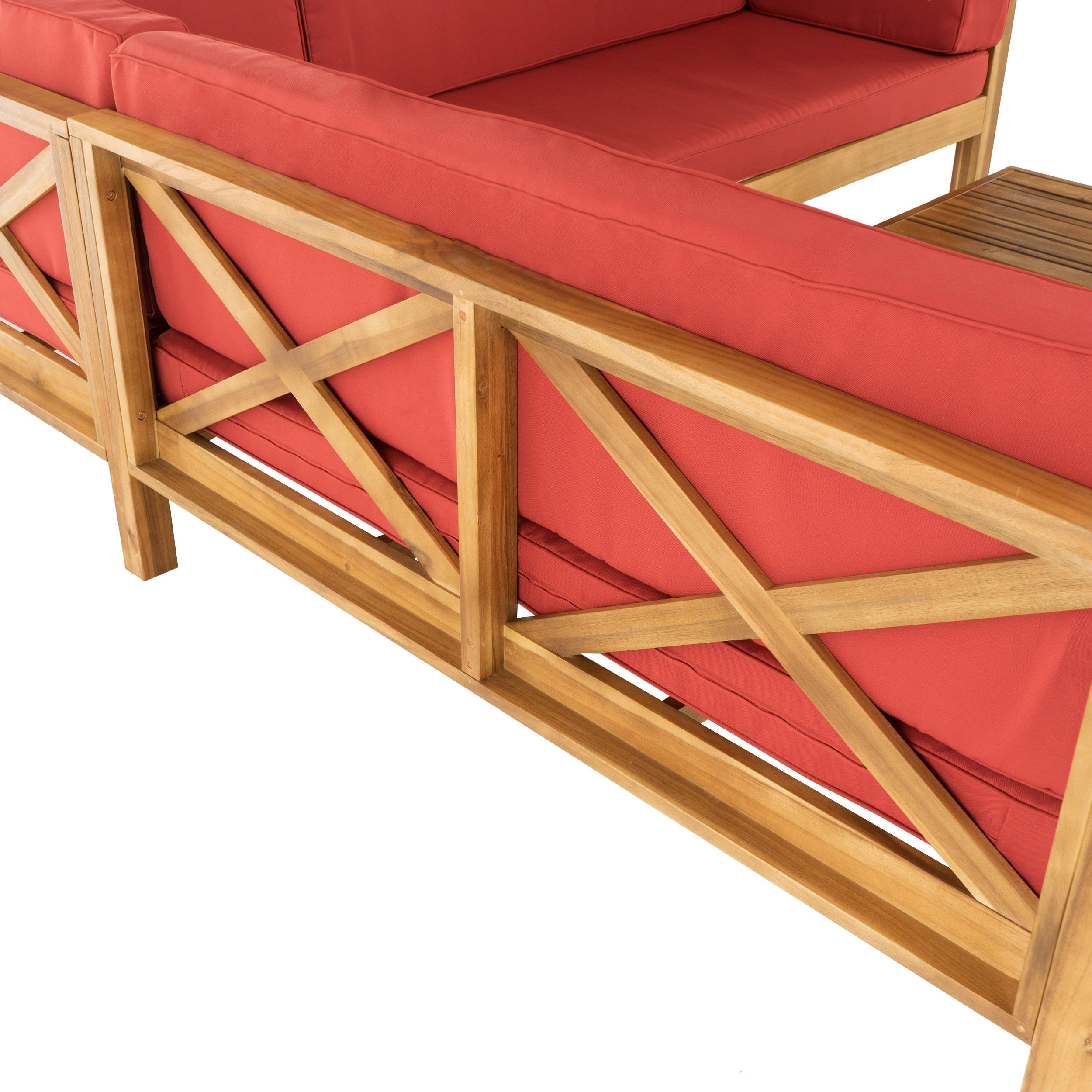 Ensemble de salon de jardin sectionnel Brava Acacia par Christopher Knight Home - 88,50 L x 88,50 l x 26,50 H