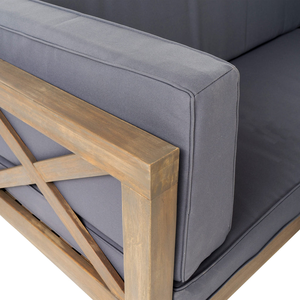 Ensemble de salon de jardin sectionnel Brava Acacia par Christopher Knight Home - 88,50 L x 88,50 l x 26,50 H