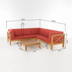 Ensemble de salon de jardin sectionnel Brava Acacia par Christopher Knight Home - 88,50 L x 88,50 l x 26,50 H