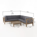 Ensemble de salon de jardin sectionnel Brava Acacia par Christopher Knight Home - 88,50 L x 88,50 l x 26,50 H