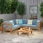 Ensemble de salon de jardin sectionnel Brava Acacia par Christopher Knight Home - 88,50 L x 88,50 l x 26,50 H