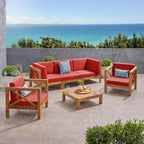 Ensemble de conversation d'extérieur Brava en bois d'acacia 6 pièces par Christopher Knight Home