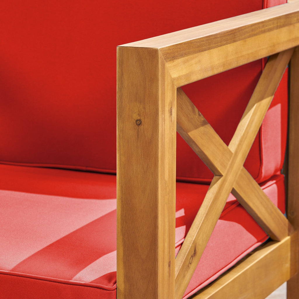 Ensemble de conversation d'extérieur Brava en bois d'acacia 6 pièces par Christopher Knight Home