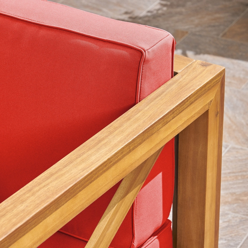 Ensemble canapé sectionnel et fauteuil club d'extérieur Brava en acacia par Christopher Knight Home