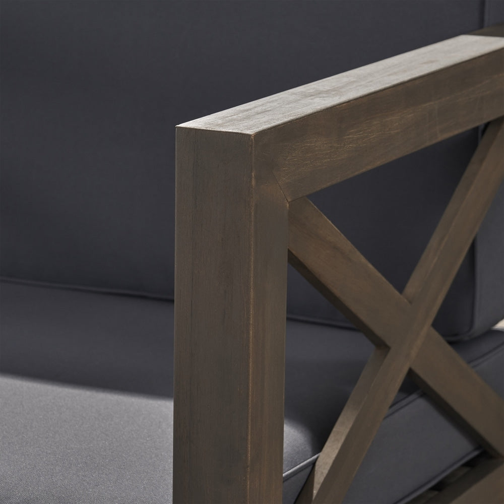 Ensemble canapé sectionnel et fauteuil club d'extérieur Brava en acacia par Christopher Knight Home