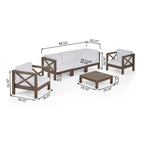 Ensemble de conversation d'extérieur Brava en bois d'acacia 6 pièces par Christopher Knight Home