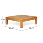 Ensemble causeuse et table basse d'extérieur Brava en bois d'acacia avec accoudoir gauche et coussin par Christopher Knight Home