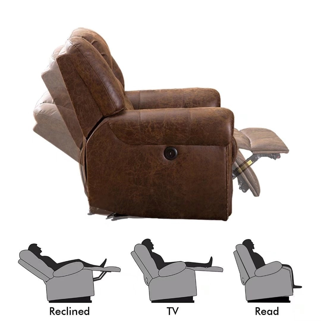 Fauteuil inclinable électrique en cuir respirant avec port USB pour salon et cinéma