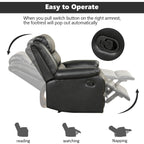 Fauteuil inclinable manuel en cuir PU respirant avec accoudoirs et dossier rembourrés