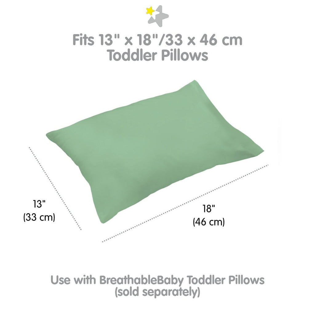 Taie d'oreiller en percale de coton BreathableBaby, pour oreiller pour enfant de 13 x 18/33 x 46 cm, couleur unie (lot de 2)