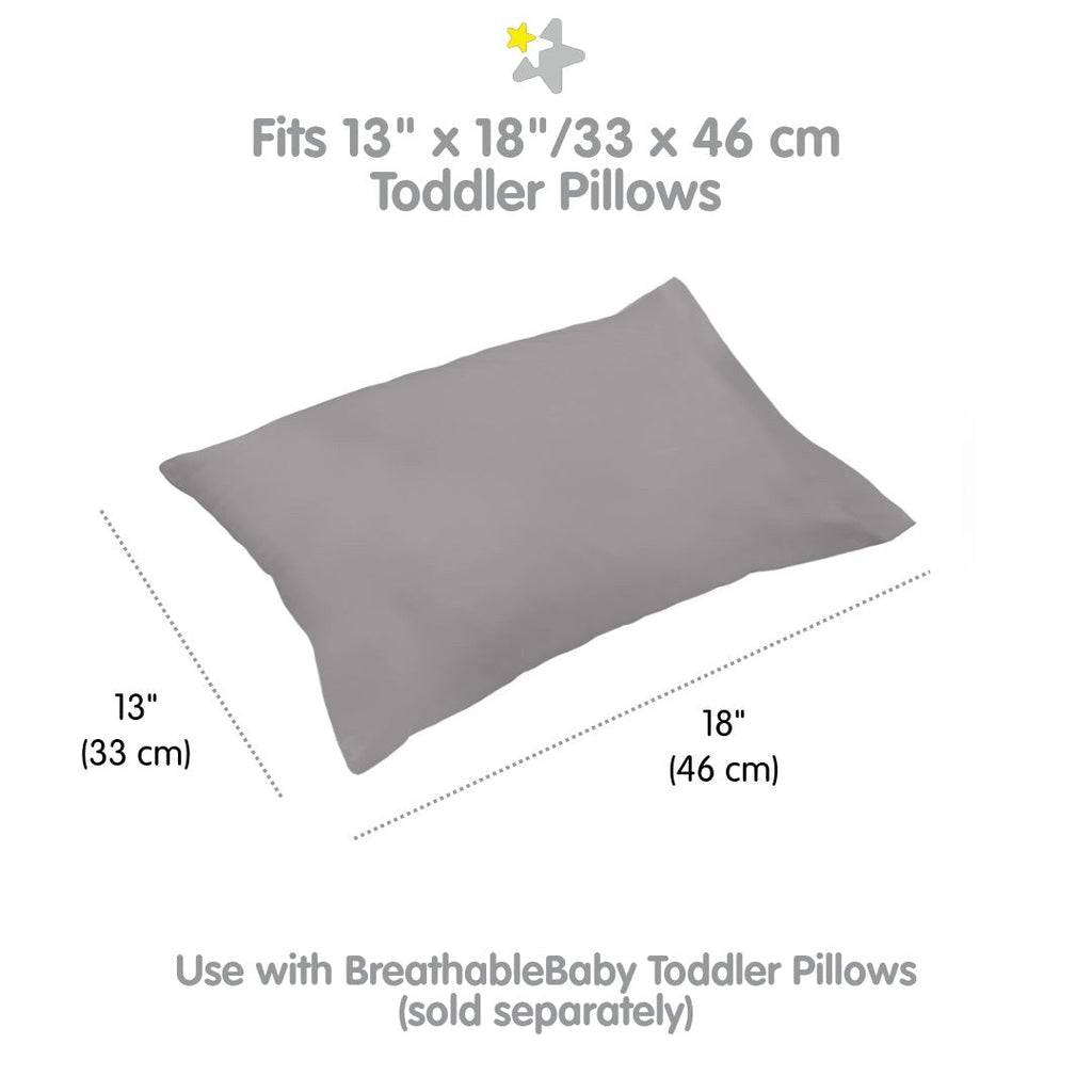 Taie d'oreiller en percale de coton BreathableBaby, pour oreiller pour enfant de 13 x 18/33 x 46 cm, couleur unie (lot de 2)