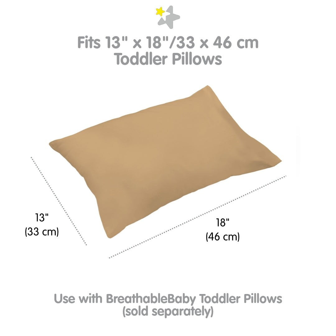 Taie d'oreiller en percale de coton BreathableBaby, pour oreiller pour enfant de 13 x 18/33 x 46 cm, couleur unie (lot de 2)