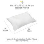 Taie d'oreiller en percale de coton BreathableBaby, pour oreiller pour enfant de 13 x 18/33 x 46 cm, couleur unie (lot de 2)