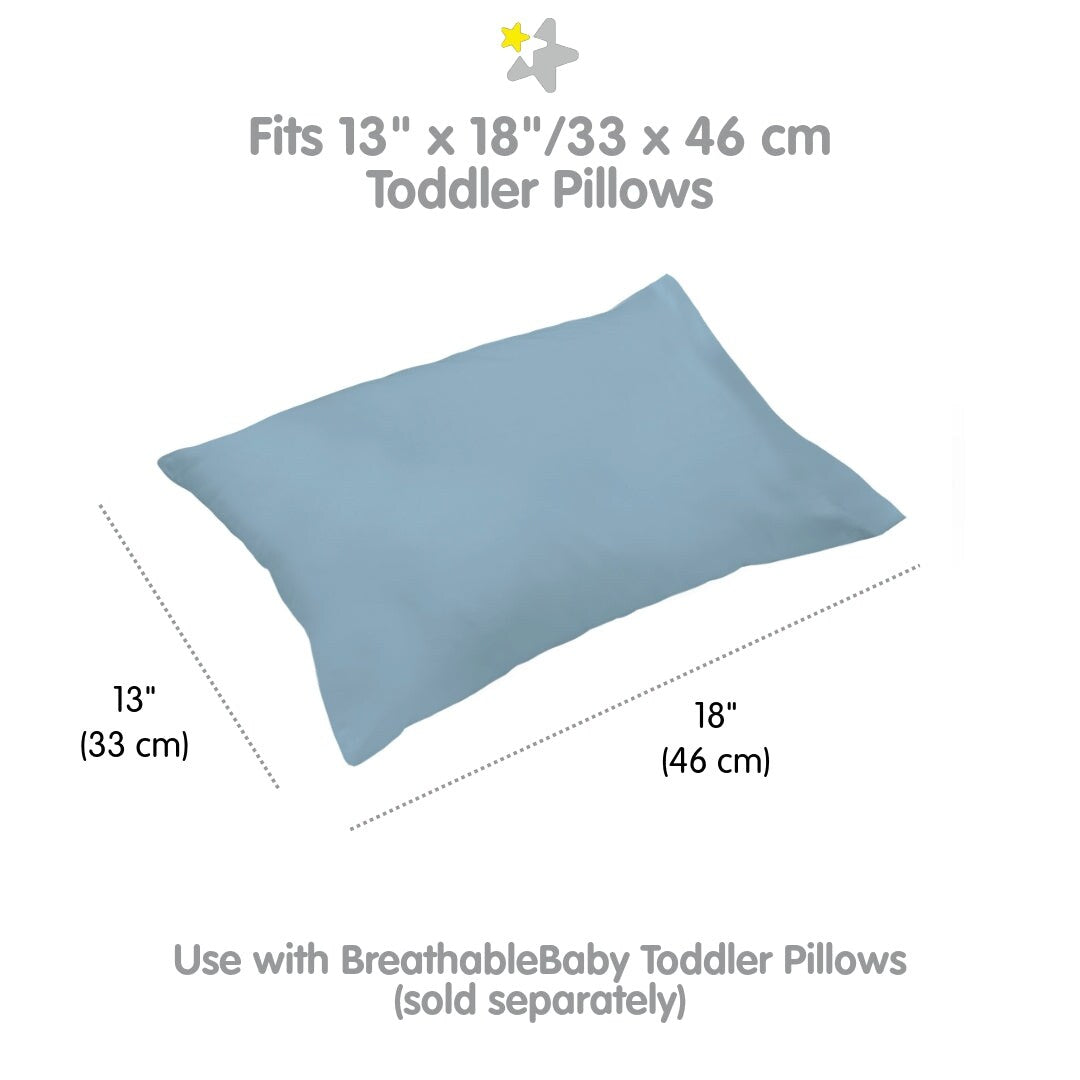 Taie d'oreiller en percale de coton BreathableBaby, pour oreiller pour enfant de 13 x 18/33 x 46 cm, couleur unie (lot de 2)