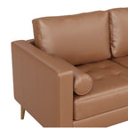 Canapé Breeze Mid-Century Modern, canapé en cuir avec coussin capitonné et cadre en bois massif