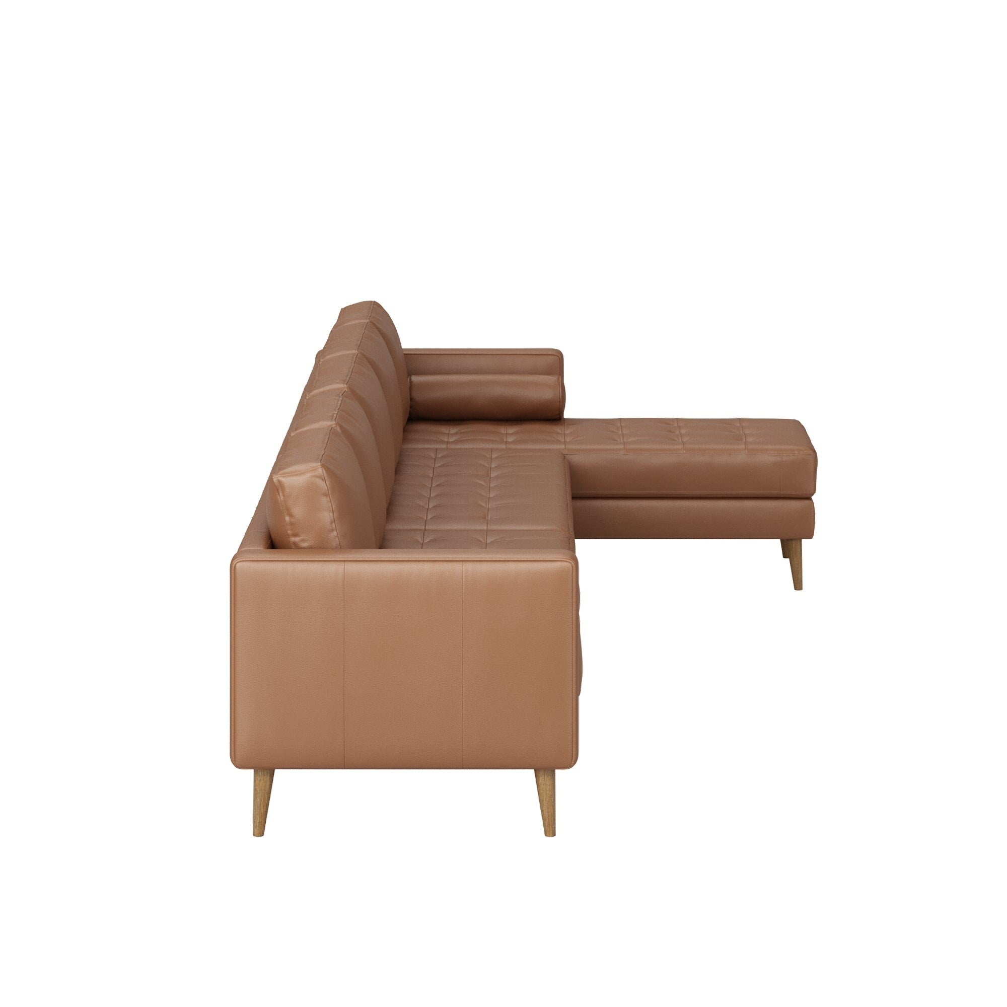 Canapé Breeze Mid-Century Modern, canapé en cuir avec coussin capitonné et cadre en bois massif