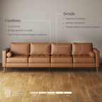 Canapé Breeze Mid-Century Modern, canapé en cuir avec coussin capitonné et cadre en bois massif