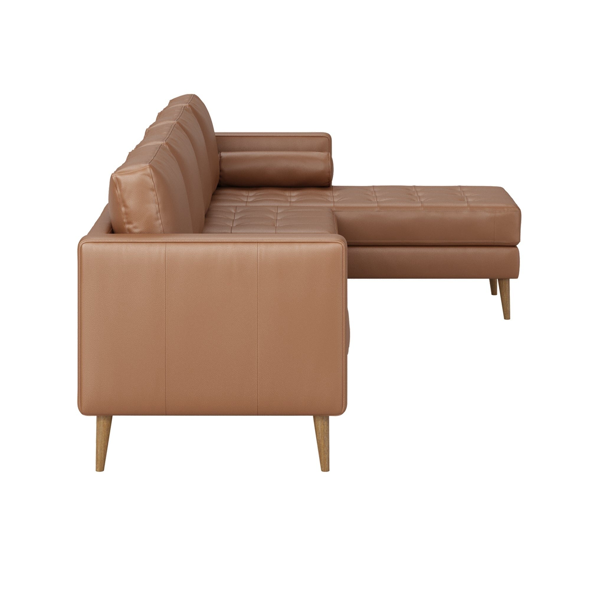 Canapé Breeze Mid-Century Modern, canapé en cuir avec coussin capitonné et cadre en bois massif