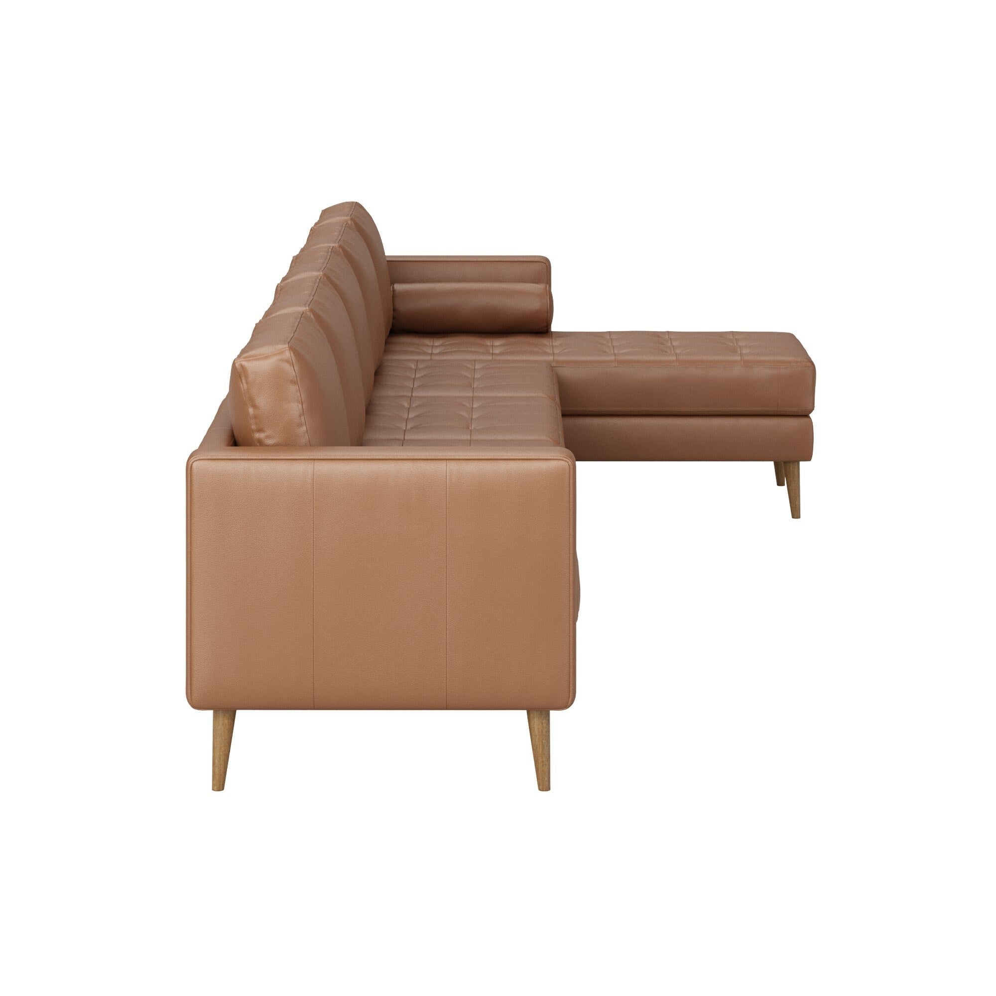 Canapé Breeze Mid-Century Modern, canapé en cuir avec coussin capitonné et cadre en bois massif